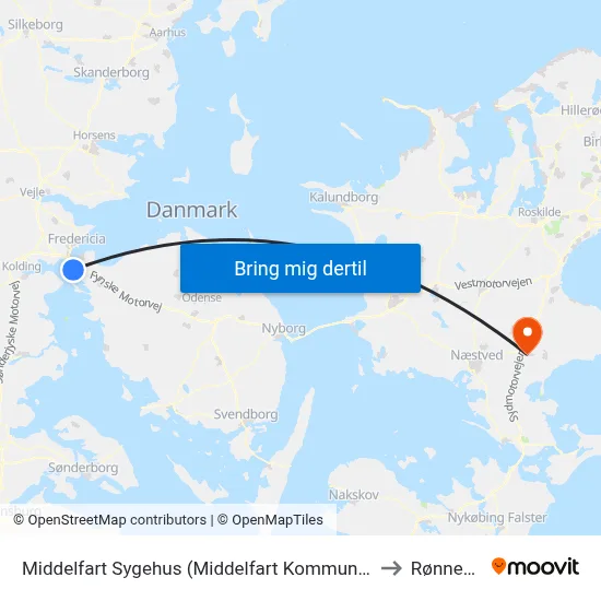 Middelfart Sygehus (Middelfart Kommune) to Rønnede map