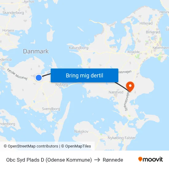 Obc Syd Plads D (Odense Kommune) to Rønnede map