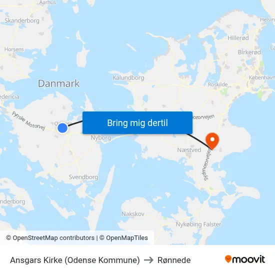 Ansgars Kirke (Odense Kommune) to Rønnede map