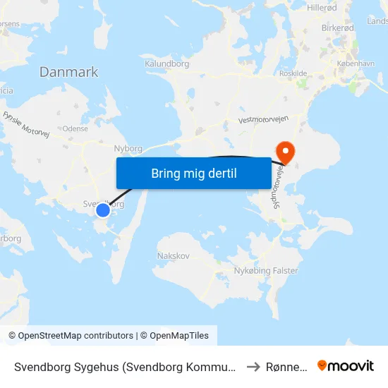 Svendborg Sygehus (Svendborg Kommune) to Rønnede map