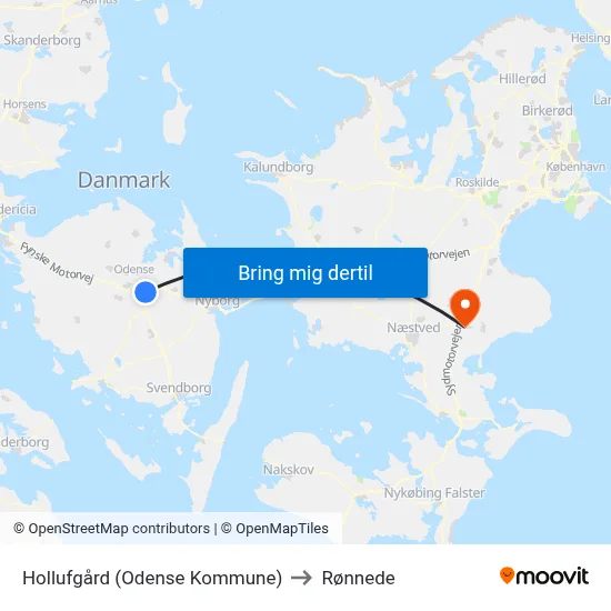 Hollufgård (Odense Kommune) to Rønnede map