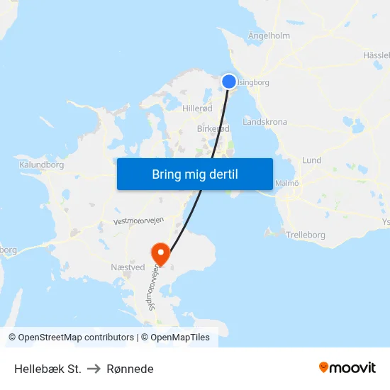 Hellebæk St. to Rønnede map