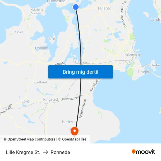 Lille Kregme St. to Rønnede map