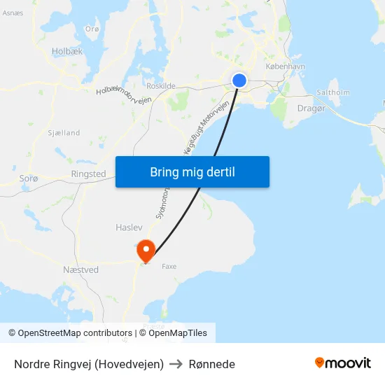 Nordre Ringvej (Hovedvejen) to Rønnede map