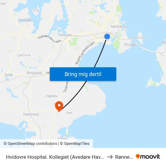 Hvidovre Hospital. Kollegiet (Avedøre Havnevej) to Rønnede map