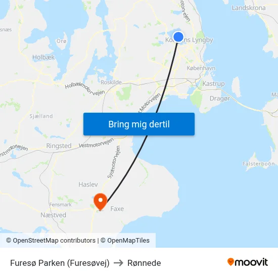 Furesø Parken (Furesøvej) to Rønnede map