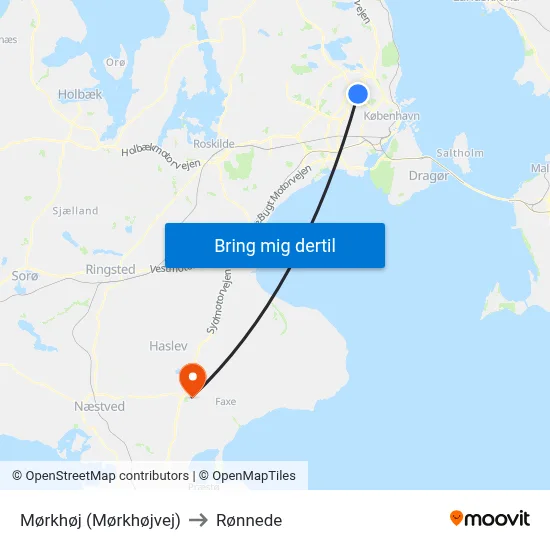 Mørkhøj (Mørkhøjvej) to Rønnede map