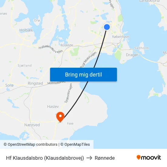 Hf Klausdalsbro (Klausdalsbrovej) to Rønnede map