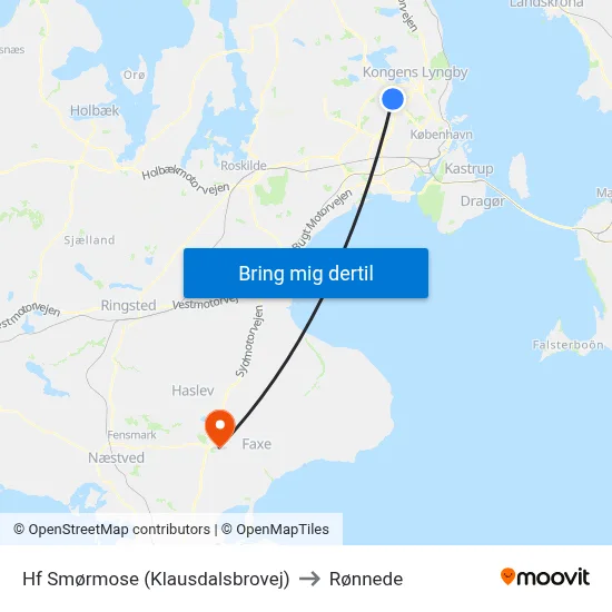 Hf Smørmose (Klausdalsbrovej) to Rønnede map