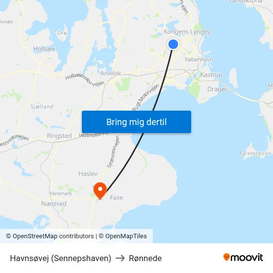 Havnsøvej (Sennepshaven) to Rønnede map