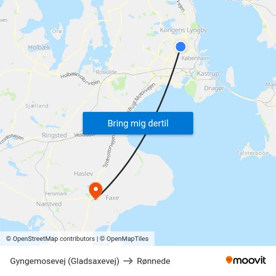 Gyngemosevej (Gladsaxevej) to Rønnede map