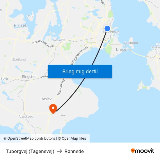 Tuborgvej (Tagensvej) to Rønnede map