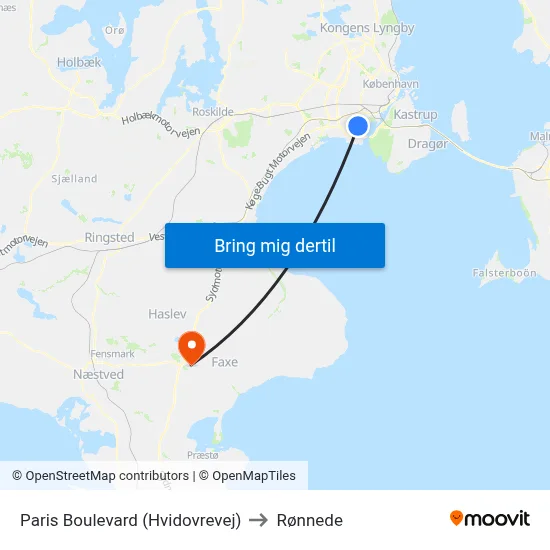 Paris Boulevard (Hvidovrevej) to Rønnede map