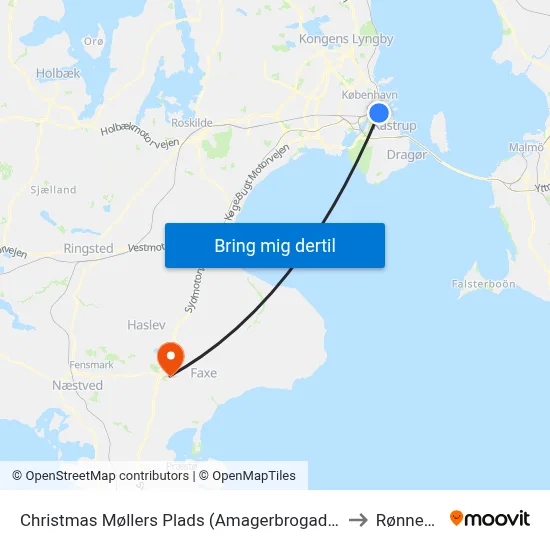 Christmas Møllers Plads (Amagerbrogade) to Rønnede map