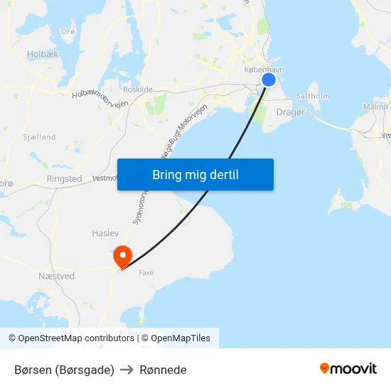 Børsen (Børsgade) to Rønnede map