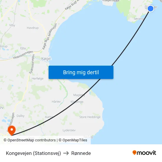 Kongevejen (Stationsvej) to Rønnede map