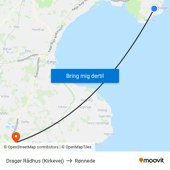 Dragør Rådhus (Kirkevej) to Rønnede map