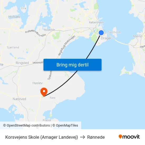 Korsvejens Skole (Amager Landevej) to Rønnede map