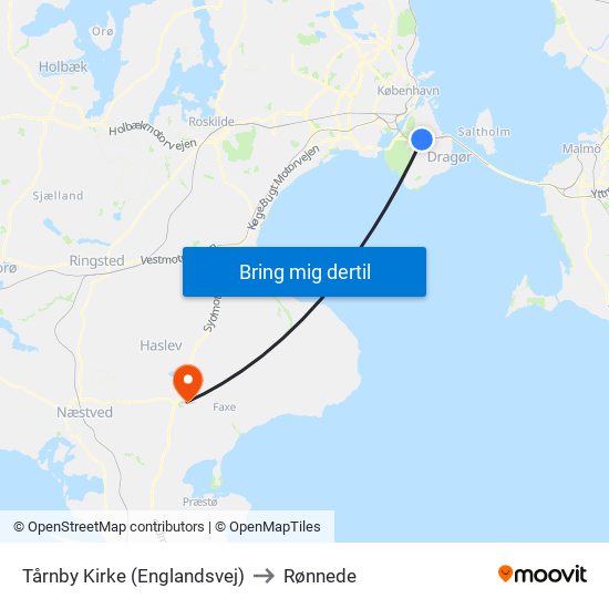 Tårnby Kirke (Englandsvej) to Rønnede map