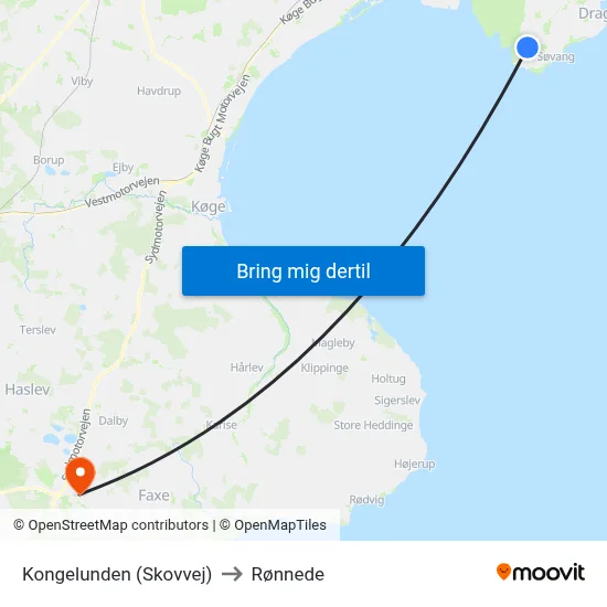 Kongelunden (Skovvej) to Rønnede map