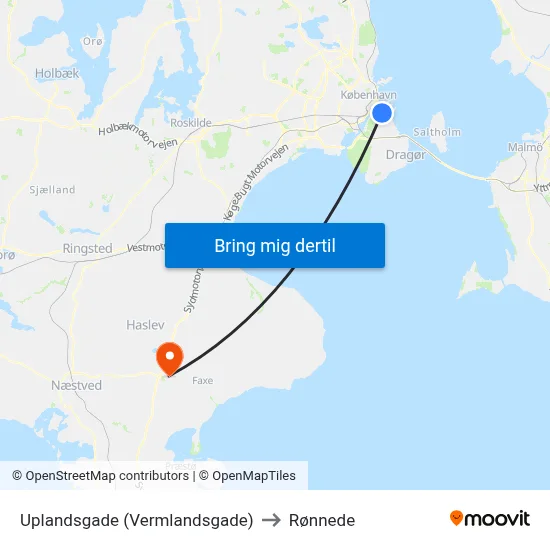 Uplandsgade (Vermlandsgade) to Rønnede map