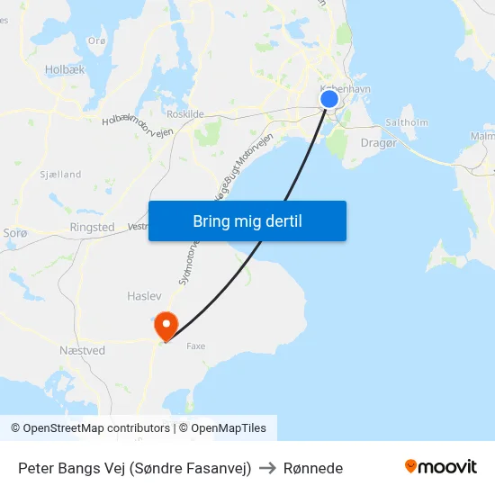 Peter Bangs Vej (Søndre Fasanvej) to Rønnede map