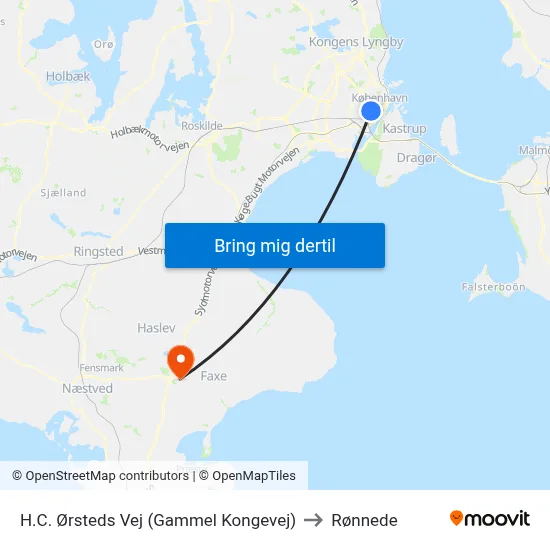 H.C. Ørsteds Vej (Gammel Kongevej) to Rønnede map