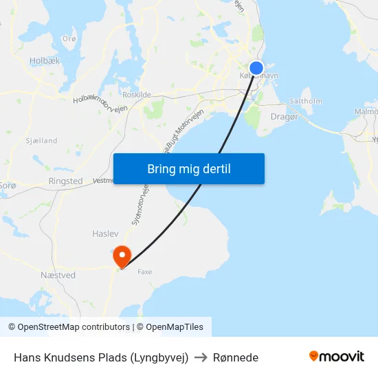 Hans Knudsens Plads (Lyngbyvej) to Rønnede map