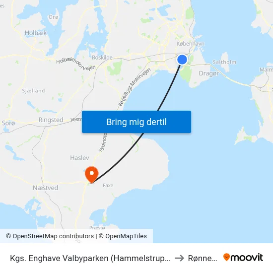 Kgs. Enghave Valbyparken (Hammelstrupvej) to Rønnede map