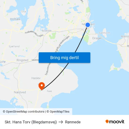 Skt. Hans Torv (Blegdamsvej) to Rønnede map