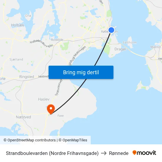 Strandboulevarden (Nordre Frihavnsgade) to Rønnede map