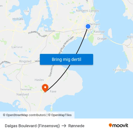 Dalgas Boulevard (Finsensvej) to Rønnede map
