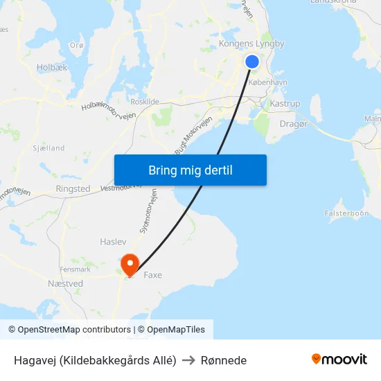 Hagavej (Kildebakkegårds Allé) to Rønnede map