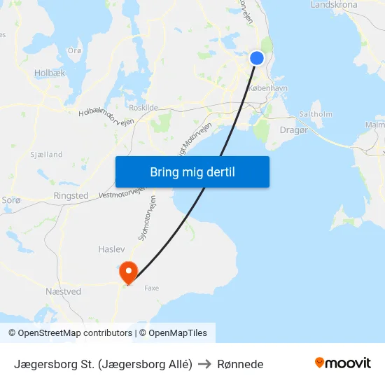 Jægersborg St. (Jægersborg Allé) to Rønnede map