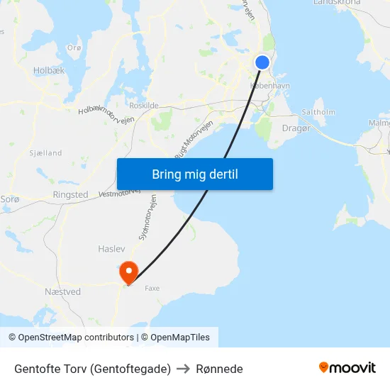 Gentofte Torv (Gentoftegade) to Rønnede map