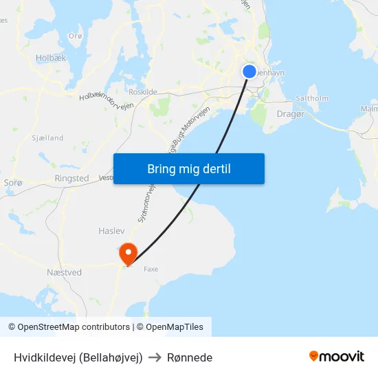 Hvidkildevej (Bellahøjvej) to Rønnede map