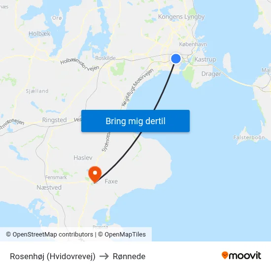 Rosenhøj (Hvidovrevej) to Rønnede map