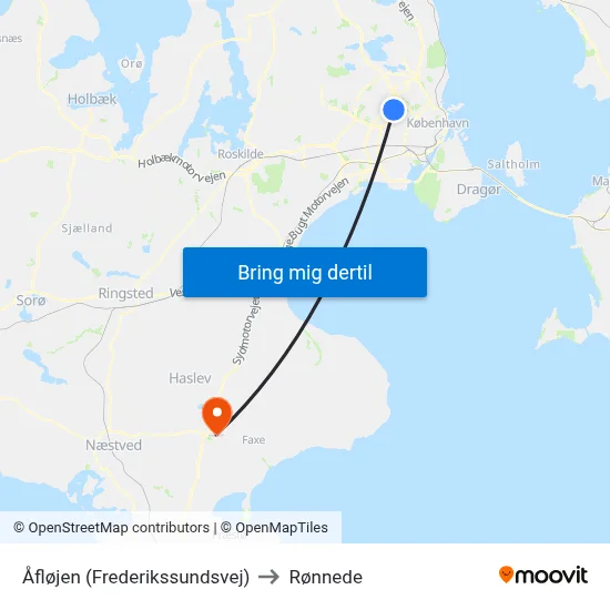 Åfløjen (Frederikssundsvej) to Rønnede map