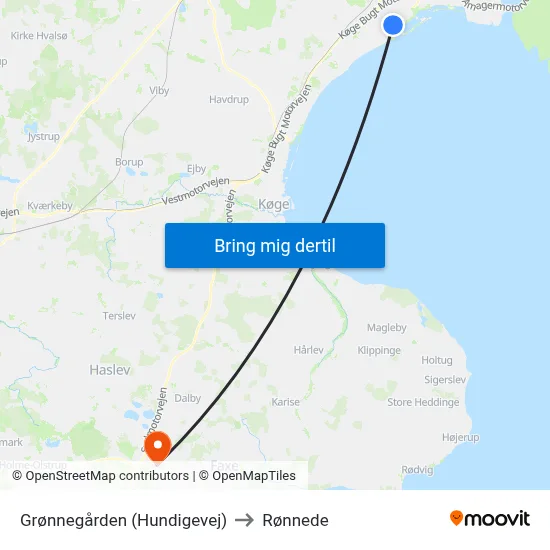 Grønnegården (Hundigevej) to Rønnede map