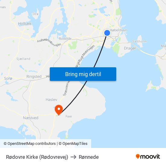 Rødovre Kirke (Rødovrevej) to Rønnede map