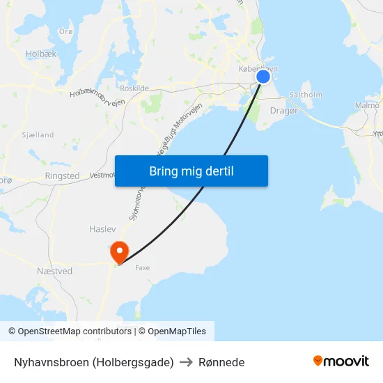 Nyhavnsbroen (Holbergsgade) to Rønnede map