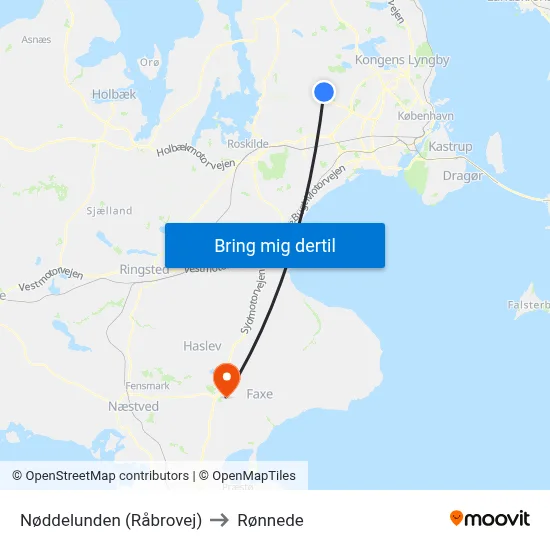 Nøddelunden (Råbrovej) to Rønnede map
