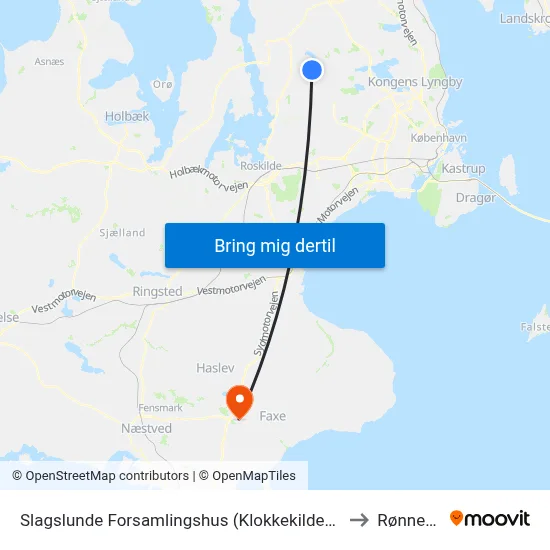 Slagslunde Forsamlingshus (Klokkekildevej) to Rønnede map
