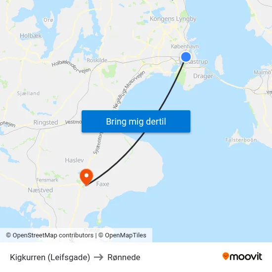 Kigkurren (Leifsgade) to Rønnede map