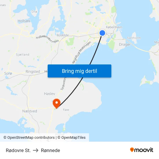 Rødovre St. to Rønnede map