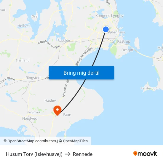 Husum Torv (Islevhusvej) to Rønnede map