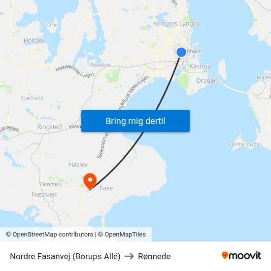 Nordre Fasanvej (Borups Allé) to Rønnede map