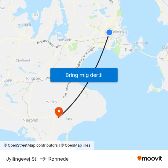 Jyllingevej St. to Rønnede map