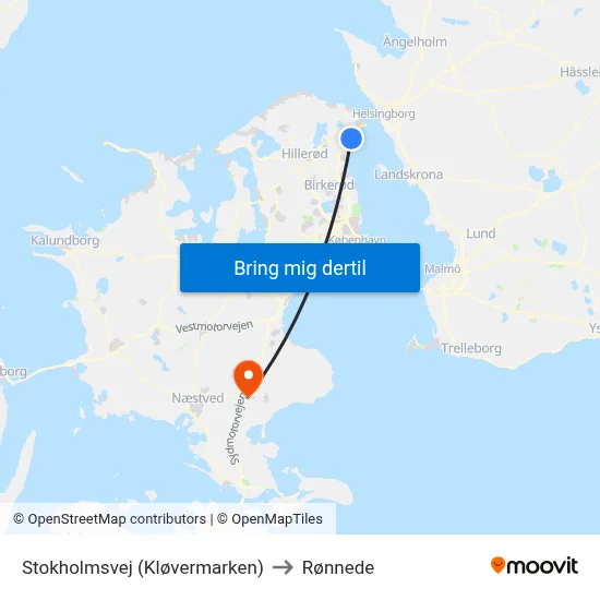 Stokholmsvej (Kløvermarken) to Rønnede map