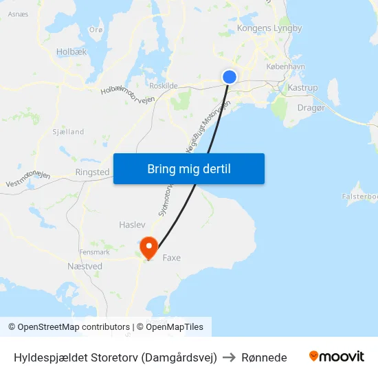 Hyldespjældet Storetorv (Damgårdsvej) to Rønnede map